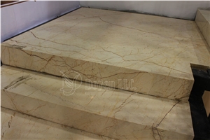 Gloden Sunset Beige Marble Interior Stair Treads, Steps and Raisers A1