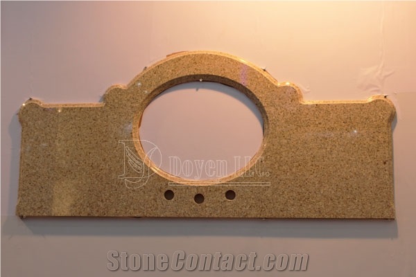 Golden Peach, G682 China Granite Irregular Bathroom Vanity Top Wt Undermount Ceramic Sink