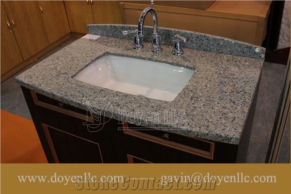 Grey Pearl China Granite Bathroom Vanity Top Wt Rectangular Ceramic Sink