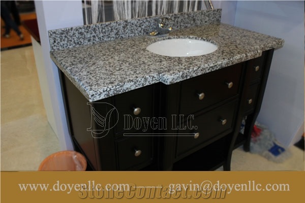 Grey Pearl China Granite Bathroom Vanity Top Wt Rectangular Ceramic Sink