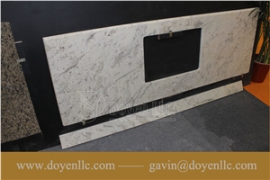 India Andromeda White Granite Bathroom Vanity Top & Cut-Out for Sinks