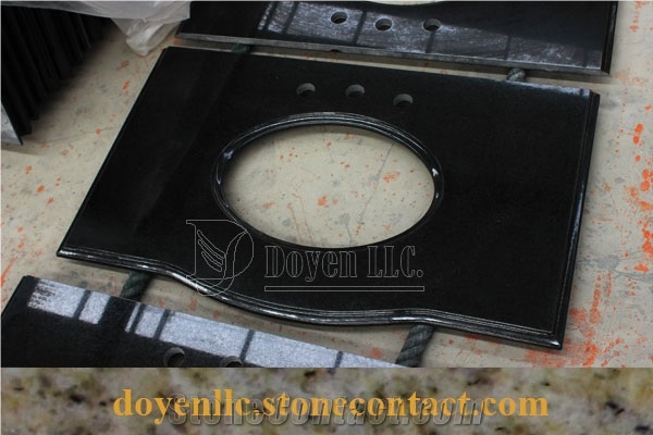India Black Pearl Granite Bathroom Vanity Top & Strong Package