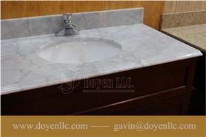 Italy Carrara White Marble Bathroom Vanity Top with Sink & Faucet Pre-Attached for Wholesale and Project