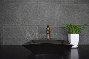 Mongolia Black Bathroom Circular Sector Basalt Sinks 520x400x130