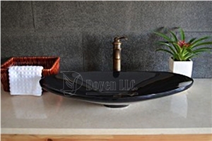 Mongolia Black Bathroom Irregular Basalt Basins 430x430x120