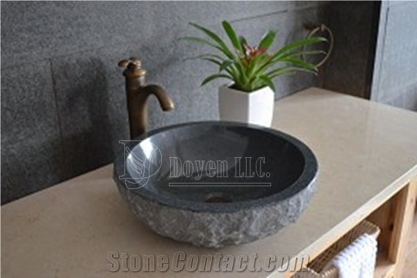 Mongolia Black Bathroom Irregular Basalt Bowls 600x400x100