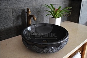 Mongolia Black Bathroom Irregular Basalt Bowls 600x400x100