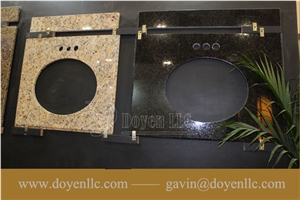 New Venetian Gold, Brazil Gold Yellow Granite Bathroom Vanity Top Wt Rectangular Vessel Sink Pre-Attached