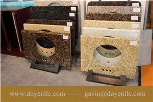 New Venetian Gold, Brazil Gold Yellow Granite Bathroom Vanity Top Wt Rectangular Vessel Sink Pre-Attached
