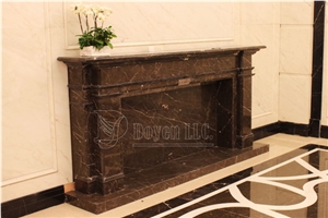 Portor Gold Marble Handmade Caved Fireplace European & North American Styles