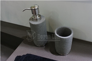 Pure Grey Quartzite Bathroom Accessories W/T Lotion & Tooth Brush Holder & Soap Dish & Tissue Box