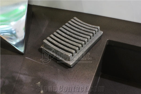Pure Grey Quartzite Bathroom Accessories W/T Lotion & Tooth Brush Holder & Soap Dish & Tissue Box