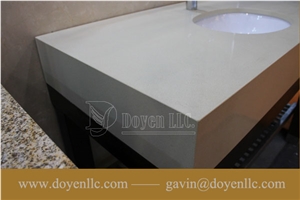Pure White Quartz Bathroom Vanity Tops with Sink & Apron Attached, Pure Whit Quartz Bathroom Vanity Tops