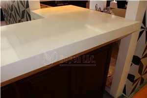 Pure White Quartz Recption Countertops & Worktops with Apron