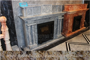 Rosa Tea Marble Handmade Caved Fireplace European & North American Styles