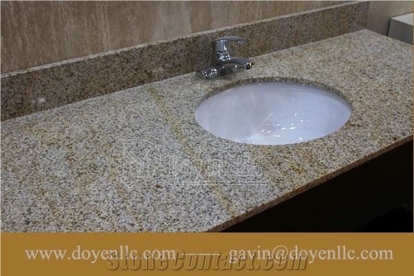 Rusty Yellow, G682 Golden Peach China Granite Bathroom Vanity Top Wt Ceramic Sink
