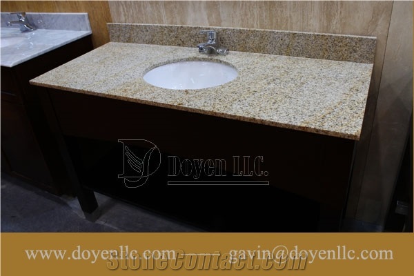 Rusty Yellow, G682 Golden Peach China Granite Bathroom Vanity Top Wt Ceramic Sink