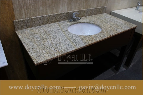 Rusty Yellow, G682 Golden Peach China Granite Bathroom Vanity Top Wt Undermount Ceramic Sink
