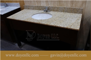Rusty Yellow, G682 Golden Peach China Granite Bathroom Vanity Top Wt Undermount Ceramic Sink