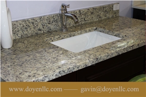 Samoa Beige Granite Bathroom Vanity Top Wt Rectangular Vessel Sink Pre-Attached