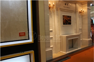 Star White Marble Handmade Caved Fireplace European & North American Styles