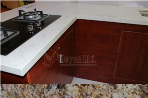 Symphony White Quartzite Kitchen Customized Countertops & Worktops with Nature Stone Sink