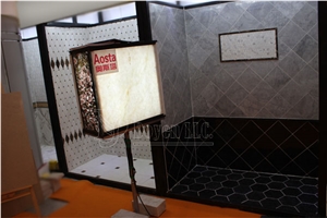 Thassos White Marble Bathroom Shower Tubs & Walling Designs with Tiles