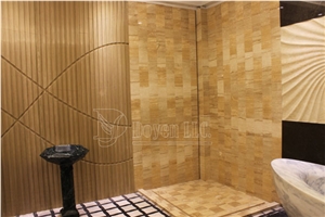 Yellow Sandstone Bathroom Shower Tubs & Walling Designs with Tiles & Shower Tray