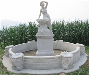 Sculpture Fountain, Pure White Marble