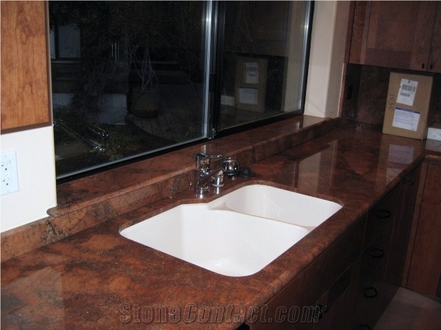 Sunset Red Granite Bathroom Countertops, Dragon Red Granite Bathroom Countertops
