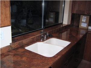 Sunset Red Granite Bathroom Countertops, Dragon Red Granite Bathroom Countertops