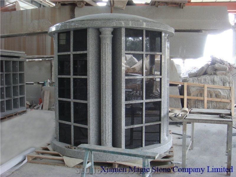 Granite Round Columbarium, Black & Grey Granite Columbarium