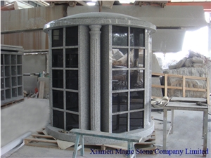 Granite Round Columbarium, Black & Grey Granite Columbarium