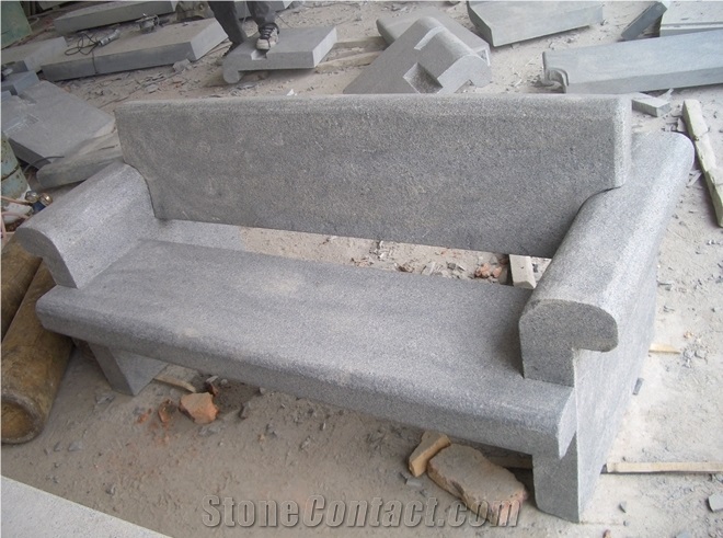 Stone Bench and Tables, Grey Granite Tables