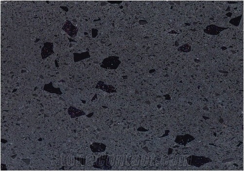 Black Quartz Stone Tiles Slabs for Countertop