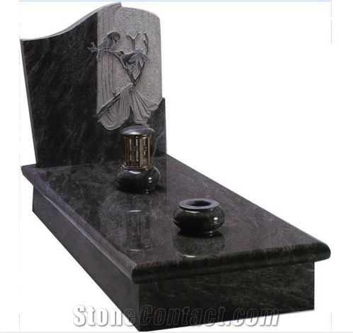 European Tombstone Style Granite, Bahama Blue Granite Monument & Tombstone