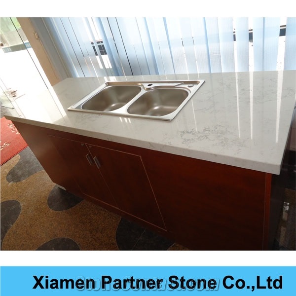 White Atifical Marble Kitchen Countertop