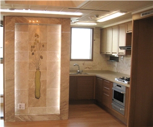 Breccia Sarda Limestone Kitchen Design, Beige Limestone Kitchen Design