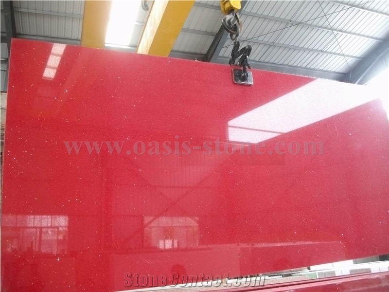 Red Galaxy Quartz Stone Slab