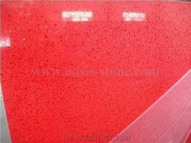 Red Galaxy Quartz Stone Slab