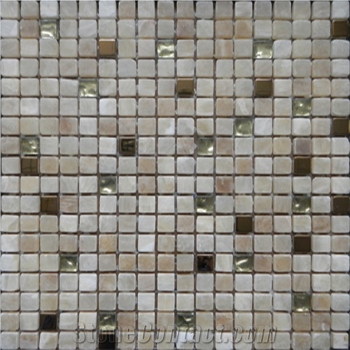 Beige Marble Mix Glass Mosaic