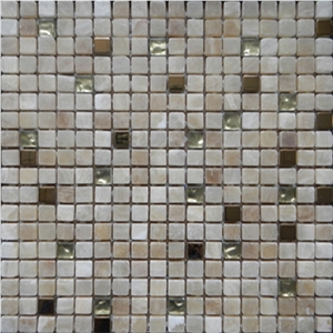 Beige Marble Mix Glass Mosaic