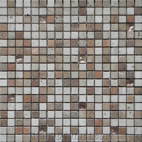 Marble Mix Glass Brick Mosaic