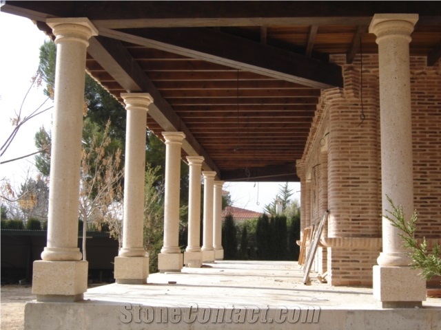 Amarillo Fosil Limestone Columns, Yellow Limestone Columns