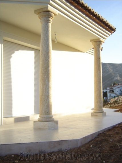 Amarillo Fosil Limestone Columns, Yellow Limestone Columns