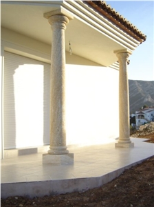Amarillo Fosil Limestone Columns, Yellow Limestone Columns