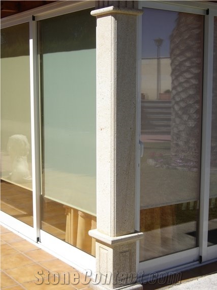 Amarillo Fosil Limestone Columns, Yellow Limestone Columns
