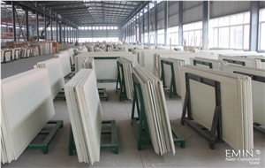 Beige Nano Crystallized Glass Stone Slabs & Tiles Commerical Residential Design Wear Resistance Customized Style