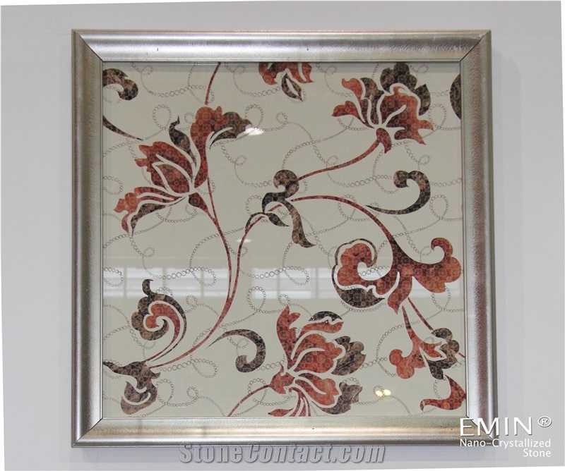 Internal Decor Nano Crystallized Glass Stone Panels Beige Art Works Stone Tile