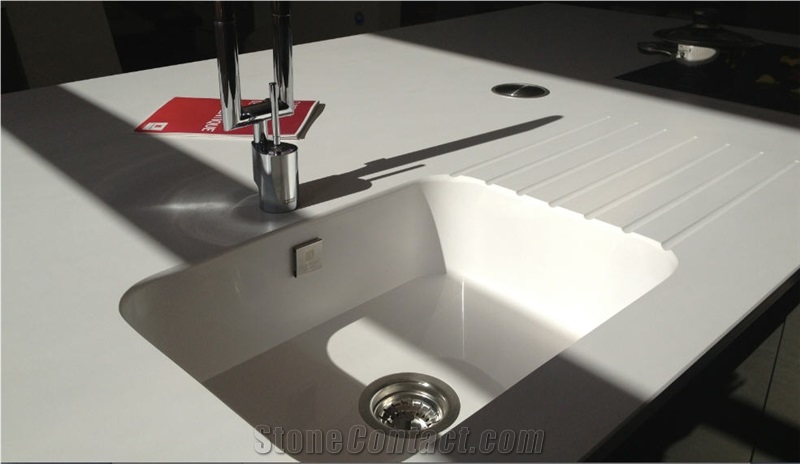 Pure White Crystalized Stone Kitchen Countertop
